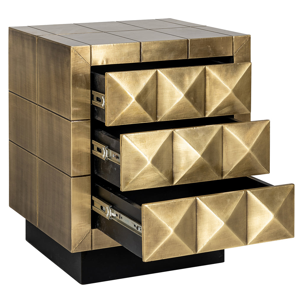 Nachtkast Collada 3-laden (Geborsteld Goud)