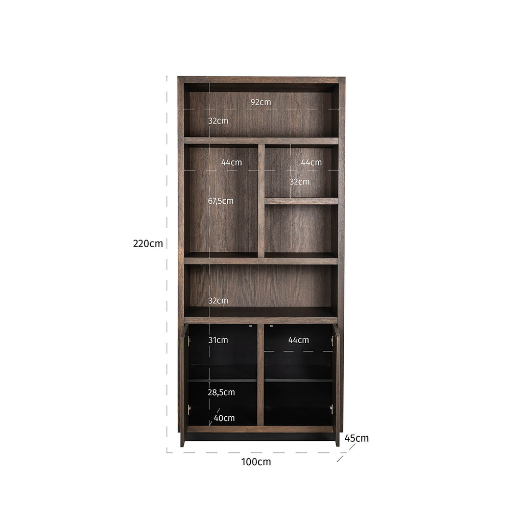 Boekenkast Oakura 2-deuren (Bruin)