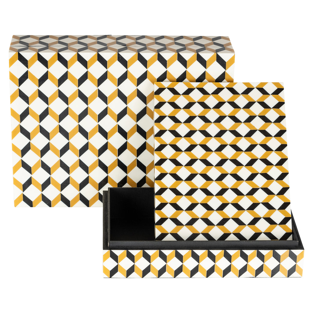 Opbergbox Frences set van 2 (Zwart/goud)
