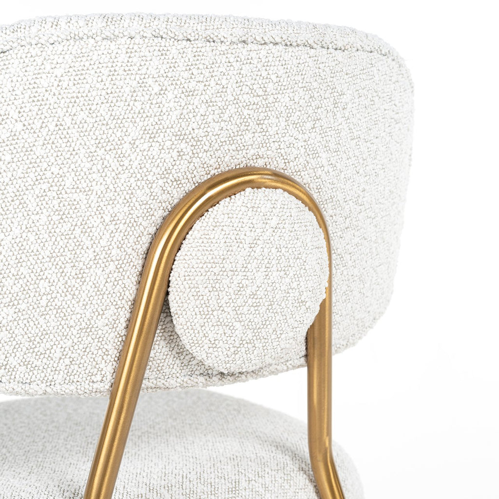 Counterstoel Xenia wit bouclé / geborsteld goud (Copenhagen 900 Bouclé White)