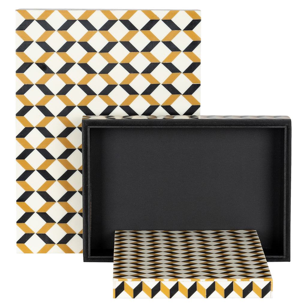 Opbergbox Frences set van 2 (Zwart/goud)