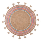 Tapis en jute sourire rose/multicolore Ø120 cm