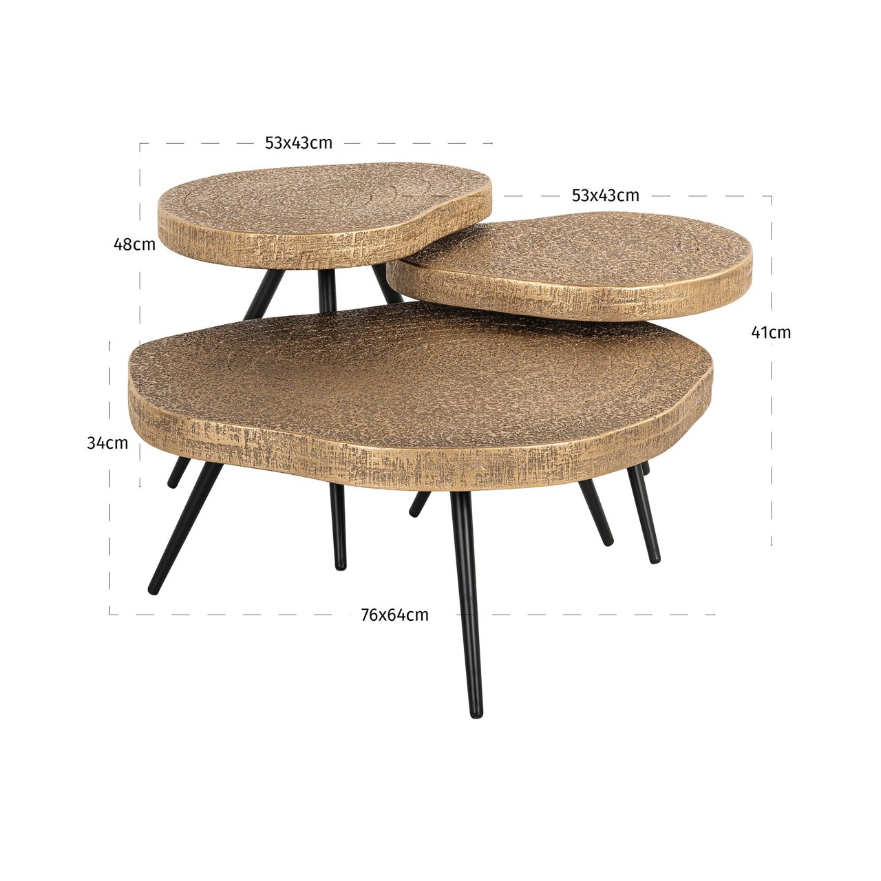 Salontafel Symba brons (Set van 3)