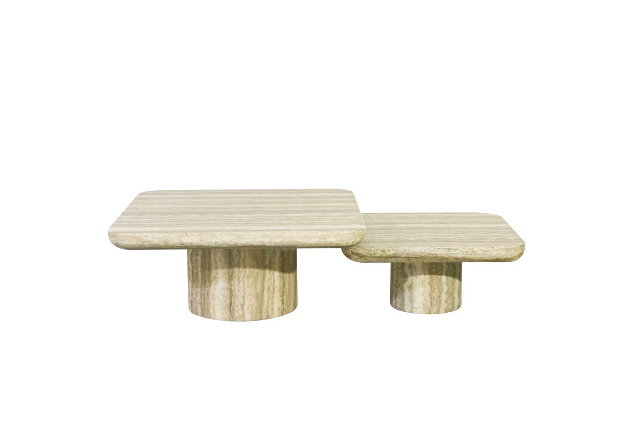 Salontafel Denizly grijs nep travertijn (Set van 2)