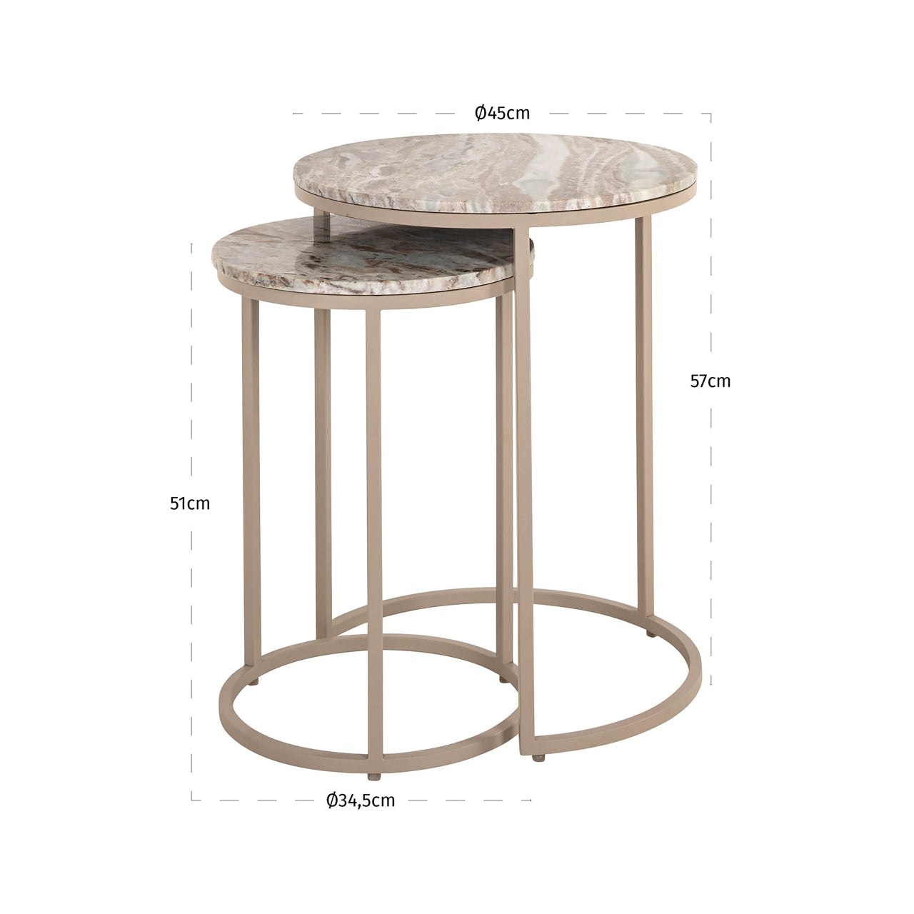 Bijzettafel Fairfax set van 2 (Stone)