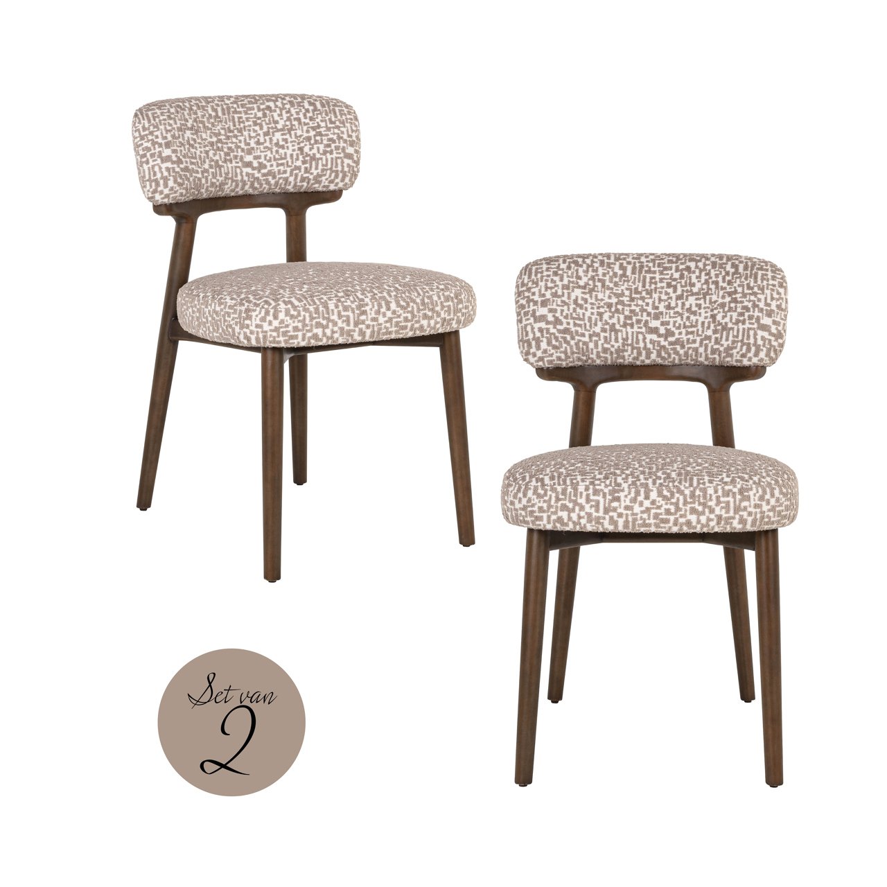 Eetkamerstoel Basker natuurlijke geo (Set van 2)
