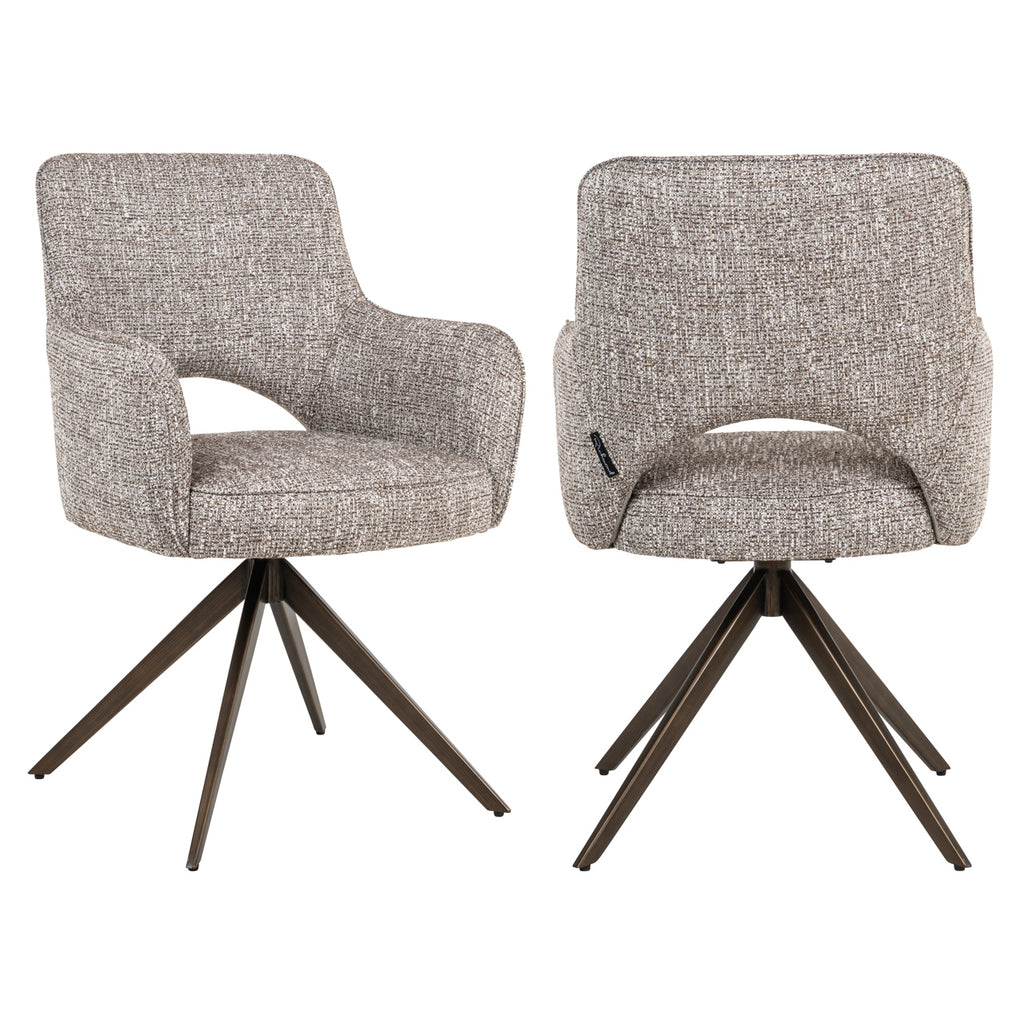 Eetkamerstoel Ginerva aarde tweed draaibaar