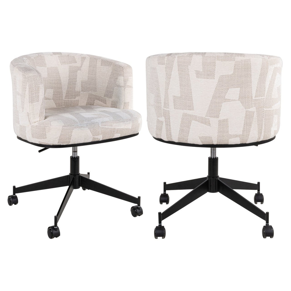 Draaistoel Rochenne met wielen beige graffic (Beige graffic)