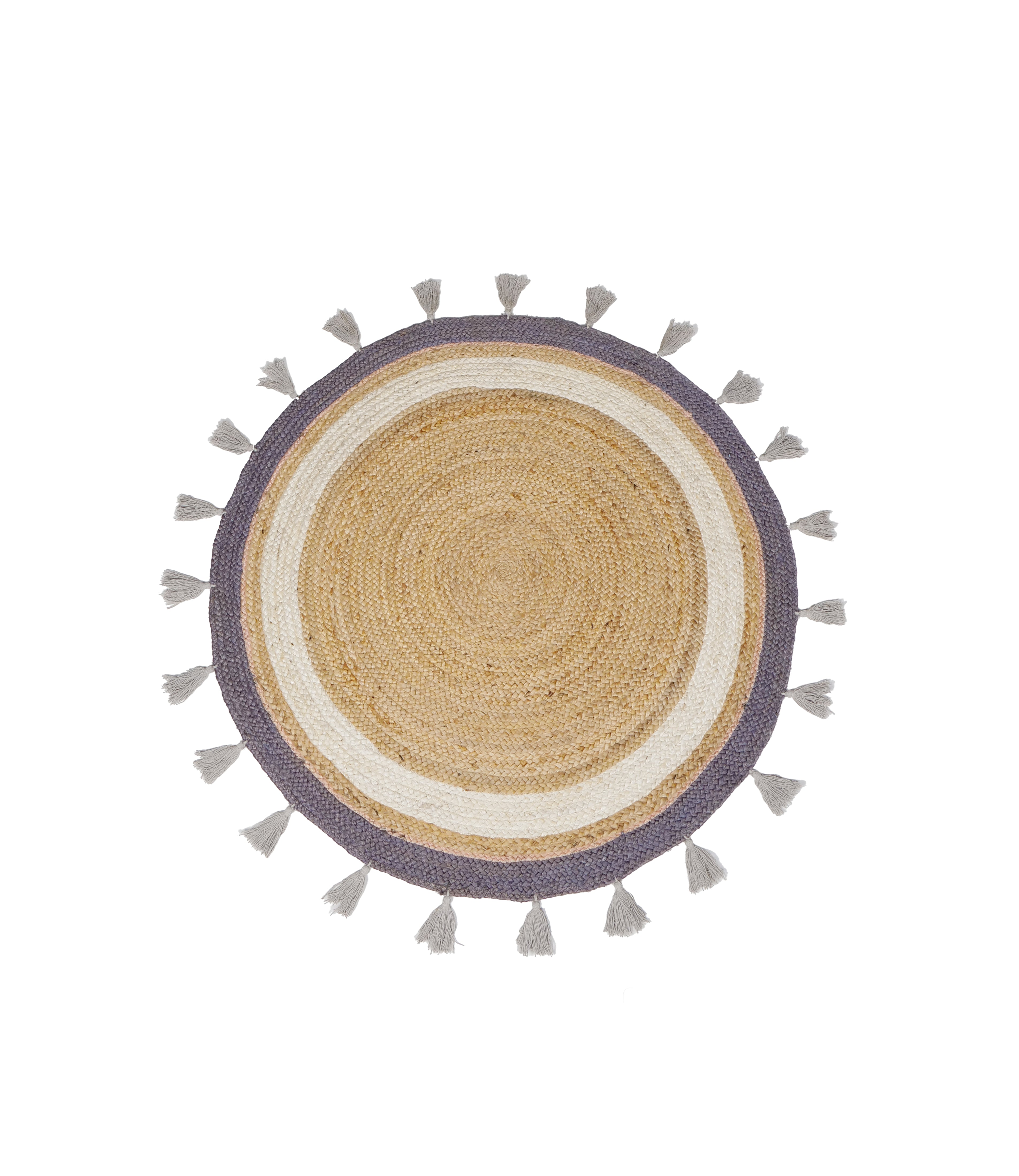 Rug, beige Ø120cm excluding tassels