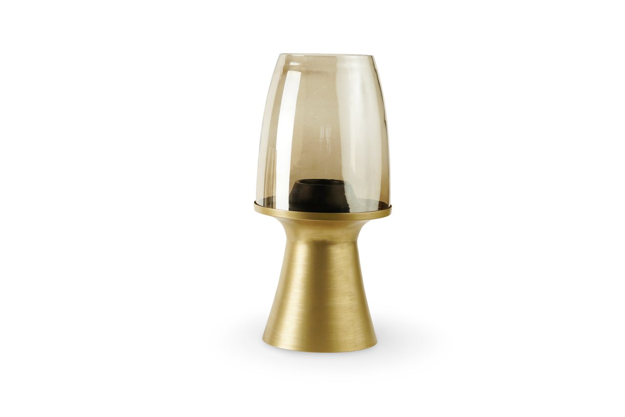 Windlicht Danea geborsteld goud groot